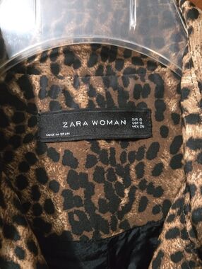 Zara Woman Leopard-Print Blazer in Brown and Black Size Small
